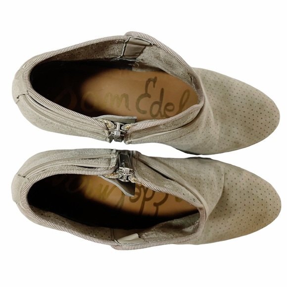 Sam Edelman Patrisha Perforated Suede Western Booties Light Taupe Women’s Size 6 - Picture 10 of 12